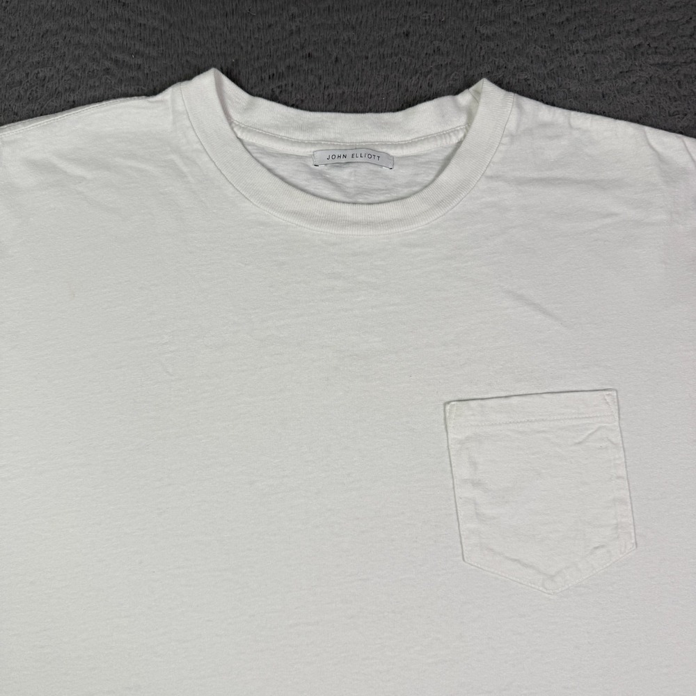 John Elliott Shirt Mens XL White Crewneck USA Made Short Sleeve Pocket Tee